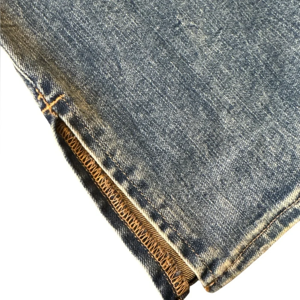 EXPRESS SKYSCRAPER Mid rise stretch Distressed Blue Jeans SZ 6 8 10 Medium M